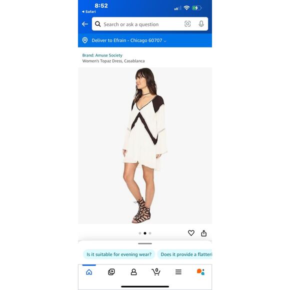 🔥🔥5 for $25🔥🔥 Amuse Society White Black Bell Long Sleeve Mini Bohemian Dress - Picture 2 of 10